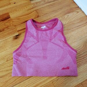 Avia high neck sports bra in pink size small.  Has slots for removal pads but no